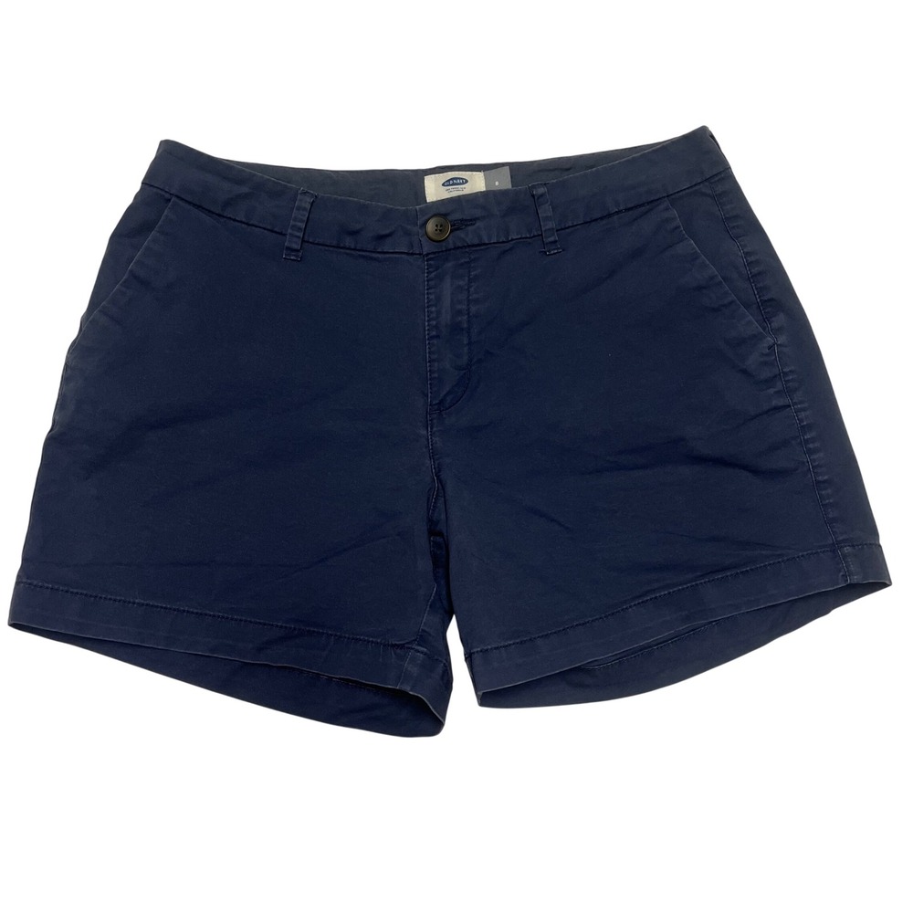 Old Navy Womens Navy Blue Chino Shorts Mid Rise Size 8 Everyday Casual Summer - Picture 1 of 5